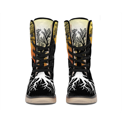Yin Yang Tree Of Life Print Winter Boots
