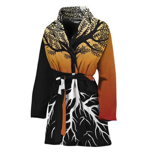 Yin Yang Tree Of Life Print Women's Bathrobe