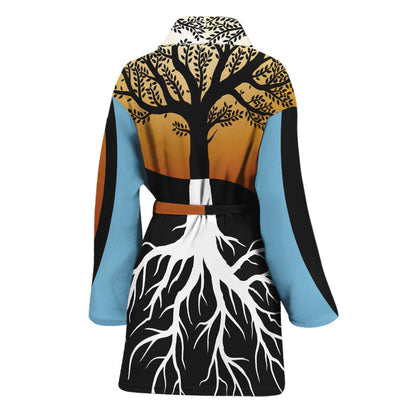 Yin Yang Tree Of Life Print Women's Bathrobe