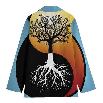 Yin Yang Tree Of Life Print Women's Blazer