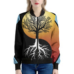 Yin Yang Tree Of Life Print Women's Bomber Jacket