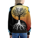 Yin Yang Tree Of Life Print Women's Bomber Jacket