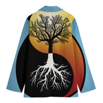 Yin Yang Tree Of Life Print Women's Cotton Blazer