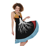Yin Yang Tree Of Life Print Women's Sleeveless Dress