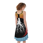 Yin Yang Tree Of Life Print Women's Sleeveless Dress