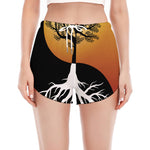 Yin Yang Tree Of Life Print Women's Split Running Shorts