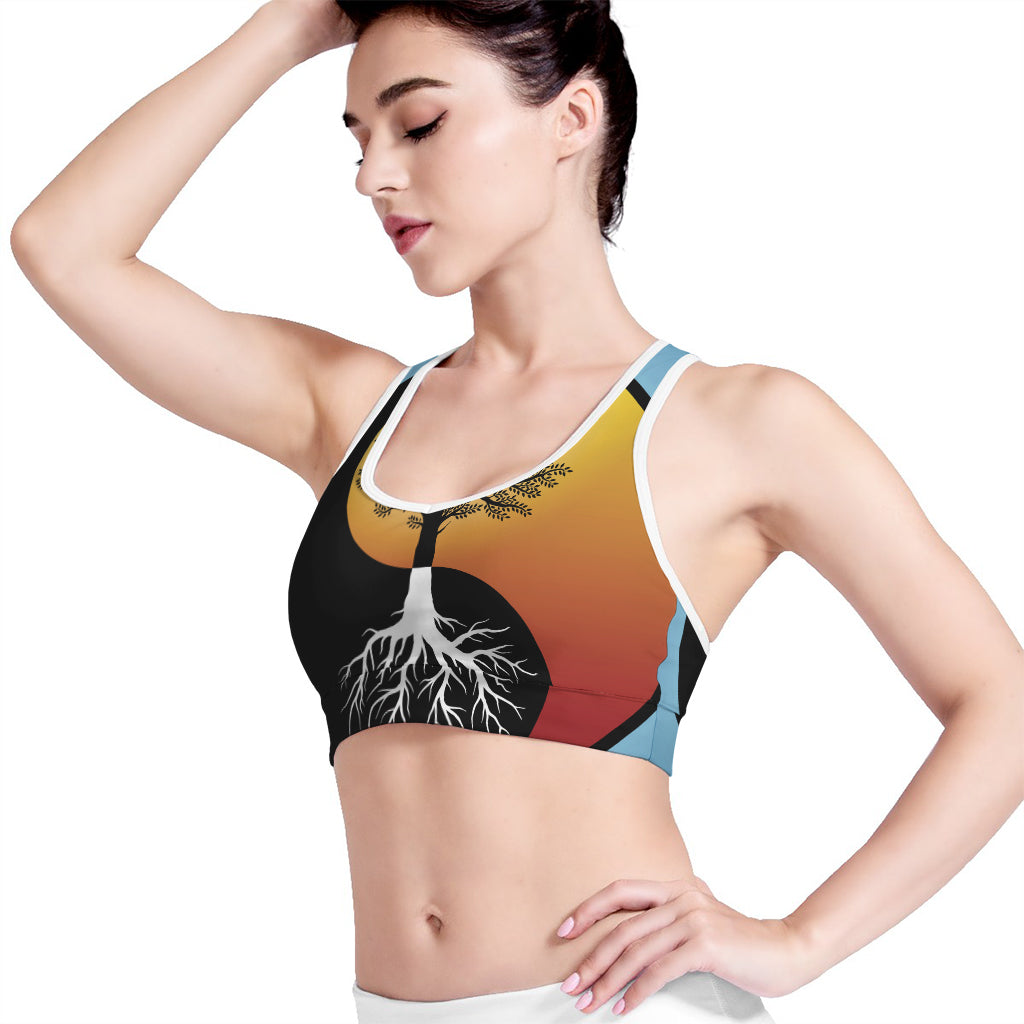 Yin Yang Tree Of Life Print Women's Sports Bra