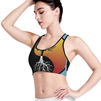 Yin Yang Tree Of Life Print Women's Sports Bra