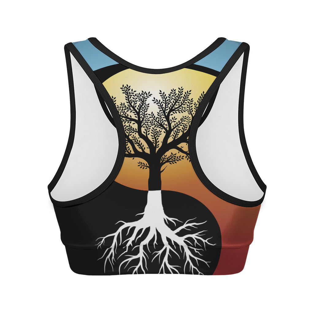 Yin Yang Tree Of Life Print Women's Sports Bra