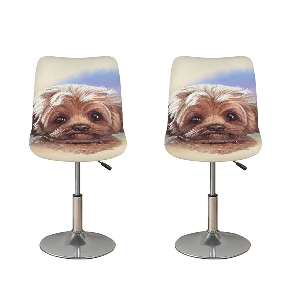 Yorkshire Terrier Portrait Print Bar Stool Covers