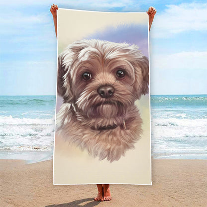 Yorkshire Terrier Portrait Print Beach Towel