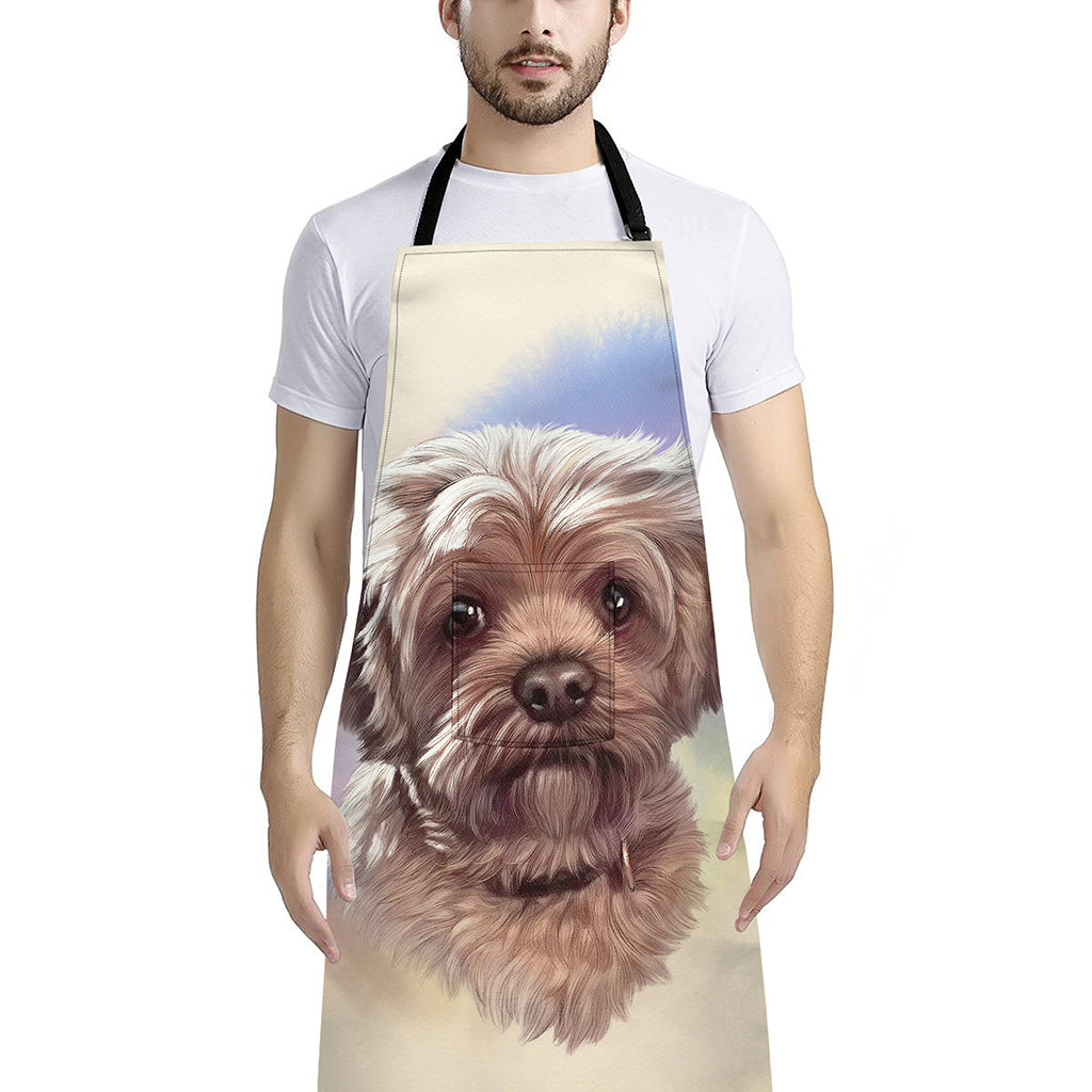 Yorkshire Terrier Portrait Print Bib Apron With Pocket