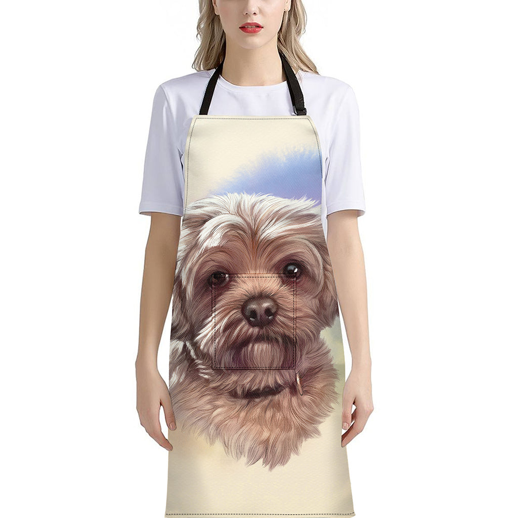 Yorkshire Terrier Portrait Print Bib Apron With Pocket