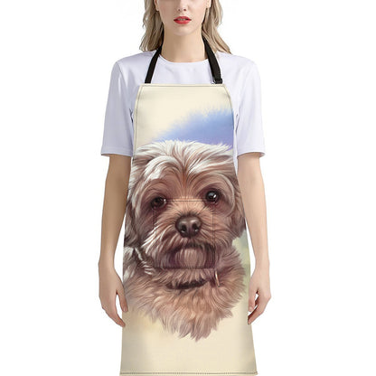 Yorkshire Terrier Portrait Print Bib Apron With Pocket