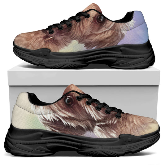 Yorkshire Terrier Portrait Print Black Chunky Shoes