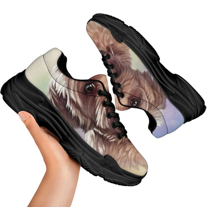 Yorkshire Terrier Portrait Print Black Chunky Shoes