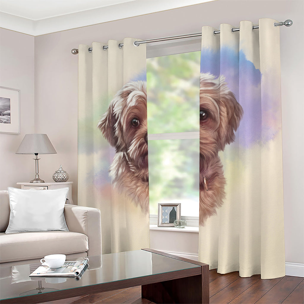 Yorkshire Terrier Portrait Print Blackout Grommet Curtains