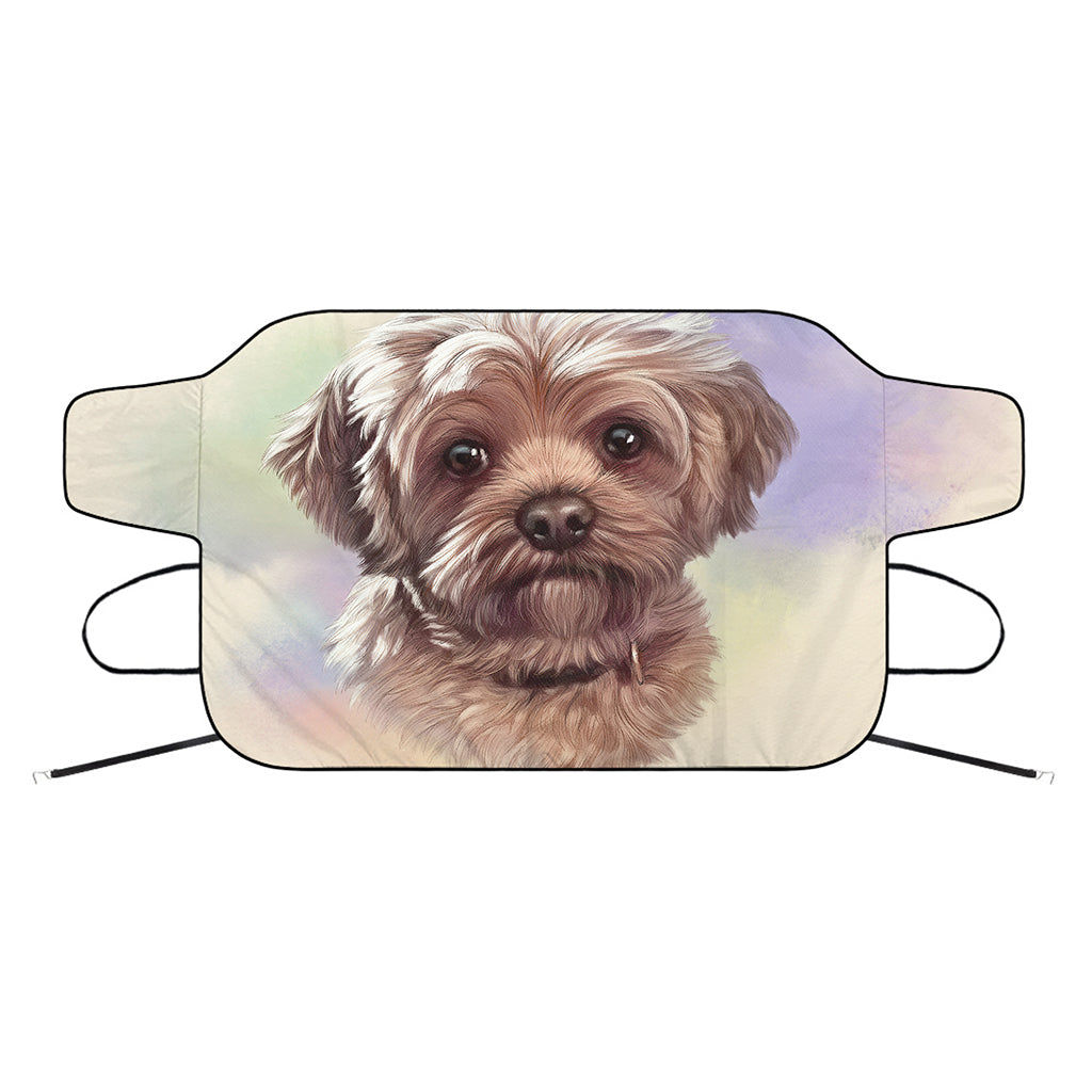 Yorkshire Terrier Portrait Print Car Windshield Snow Cover
