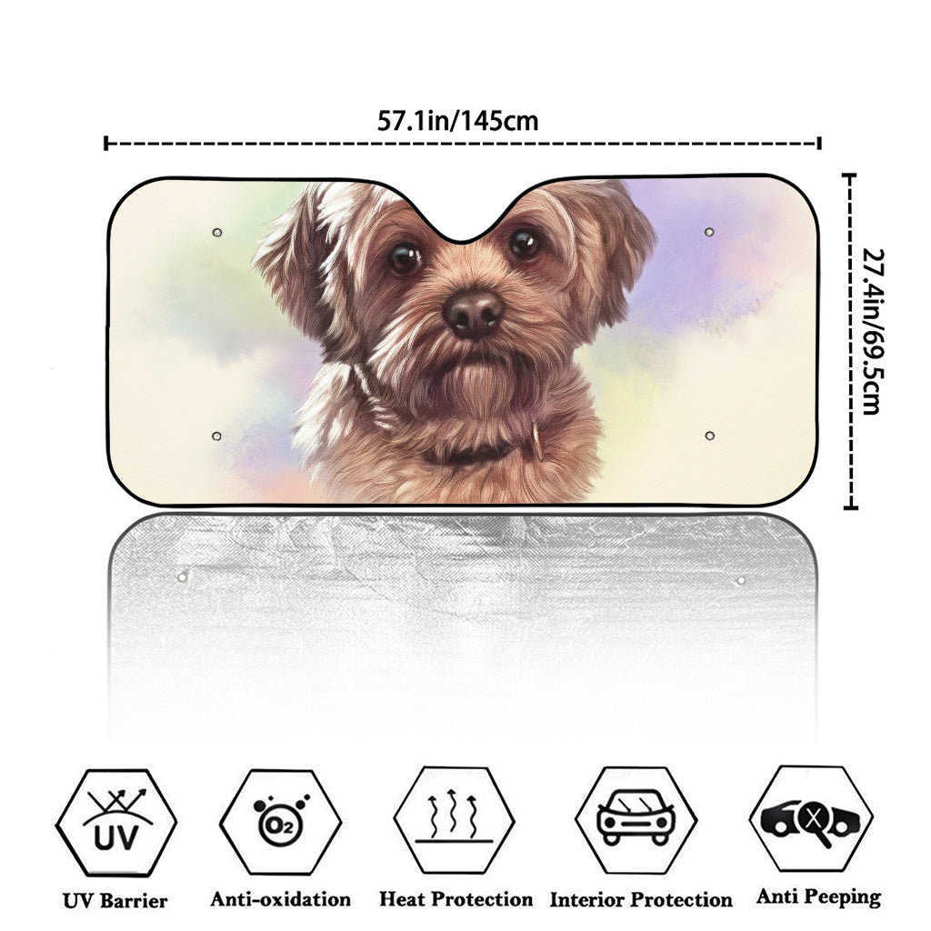 Yorkshire Terrier Portrait Print Car Windshield Sun Shade