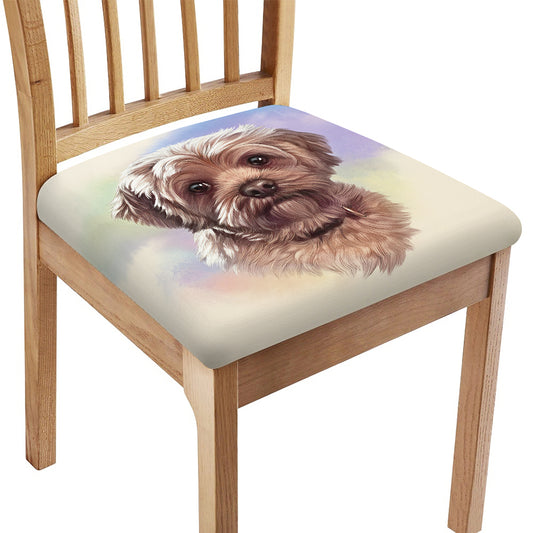 Yorkshire Terrier Portrait Print Chair Cushion Cover