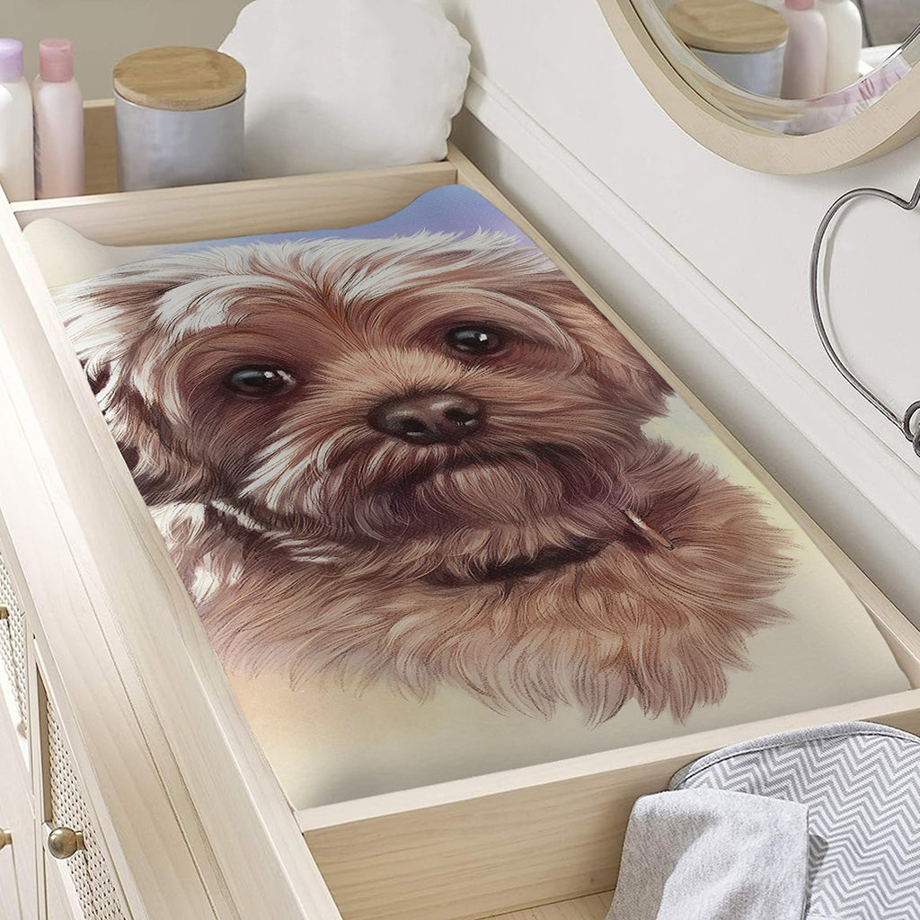 Yorkshire Terrier Portrait Print Changing Pad Cover