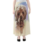 Yorkshire Terrier Portrait Print Chiffon Maxi Skirt