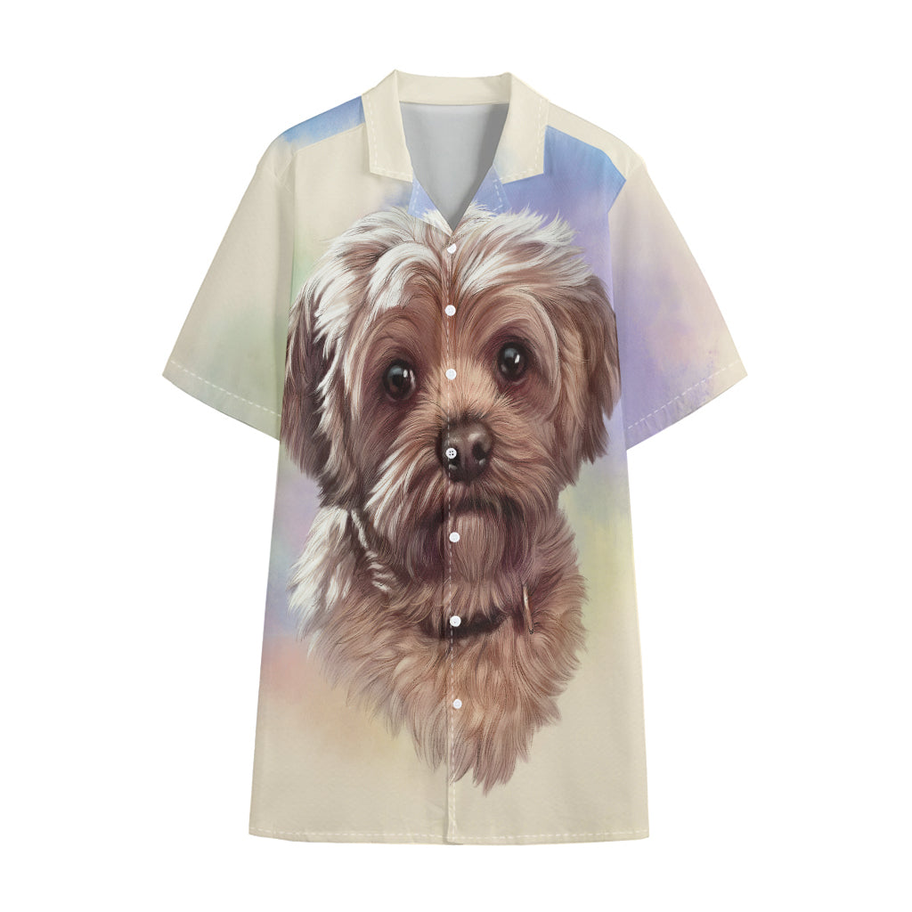 Yorkshire Terrier Portrait Print Cotton Hawaiian Shirt
