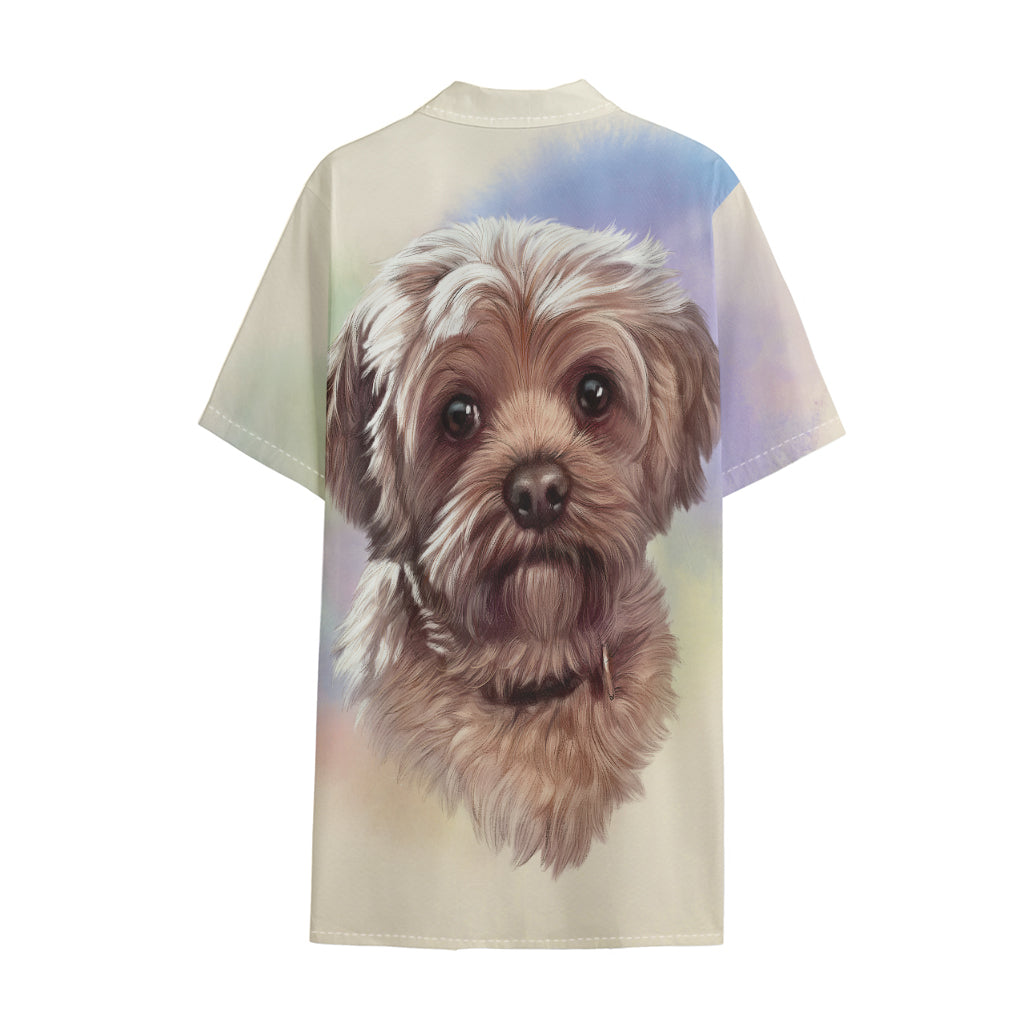 Yorkshire Terrier Portrait Print Cotton Hawaiian Shirt
