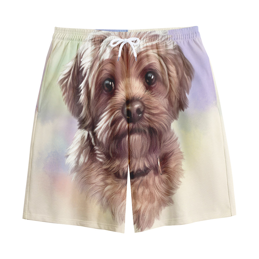 Yorkshire Terrier Portrait Print Cotton Shorts