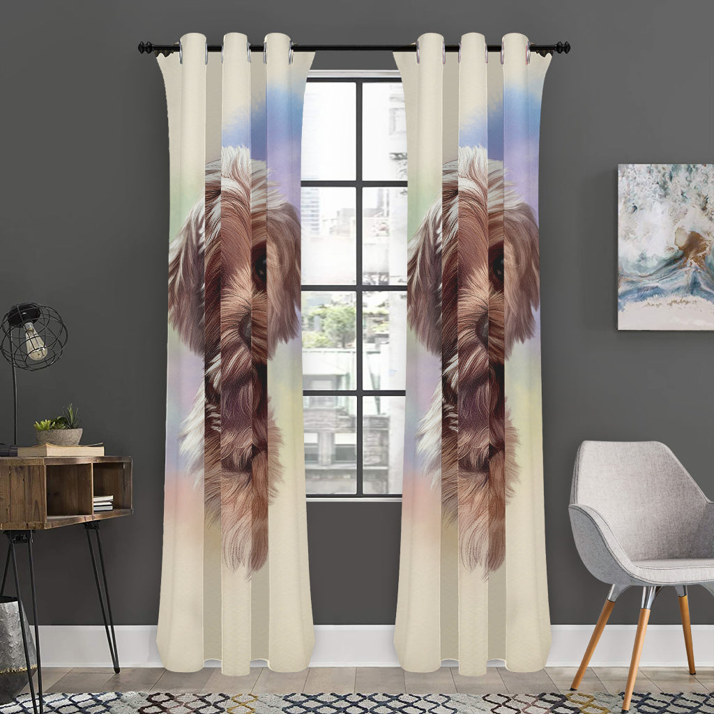Yorkshire Terrier Portrait Print Curtain