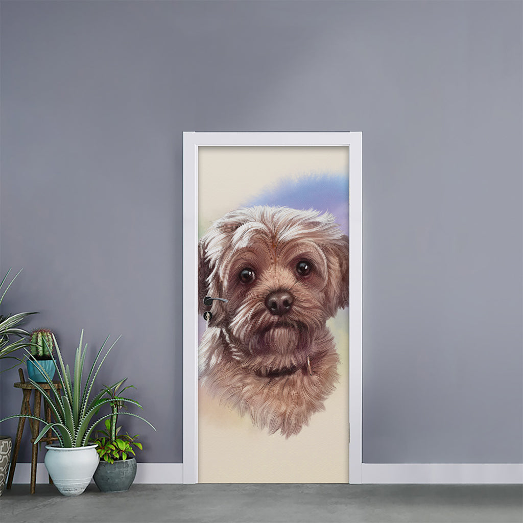 Yorkshire Terrier Portrait Print Door Sticker
