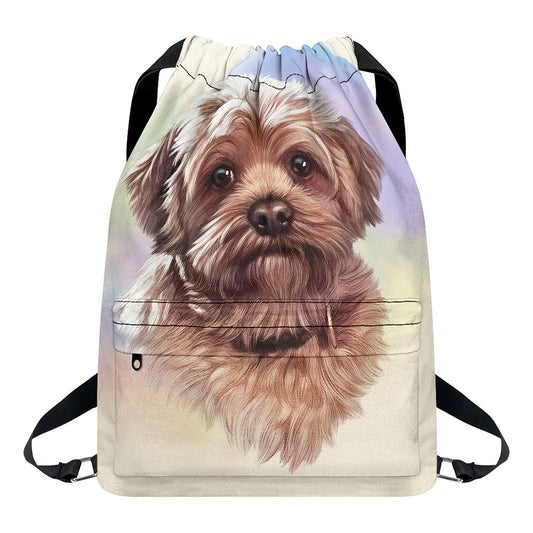 Yorkshire Terrier Portrait Print Drawstring Backpack