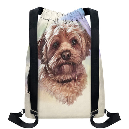 Yorkshire Terrier Portrait Print Drawstring Backpack