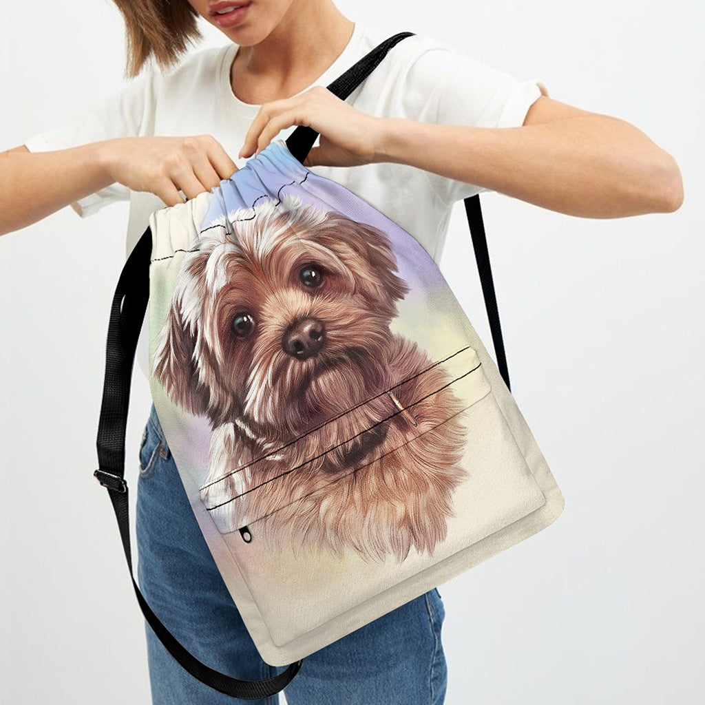 Yorkshire Terrier Portrait Print Drawstring Backpack