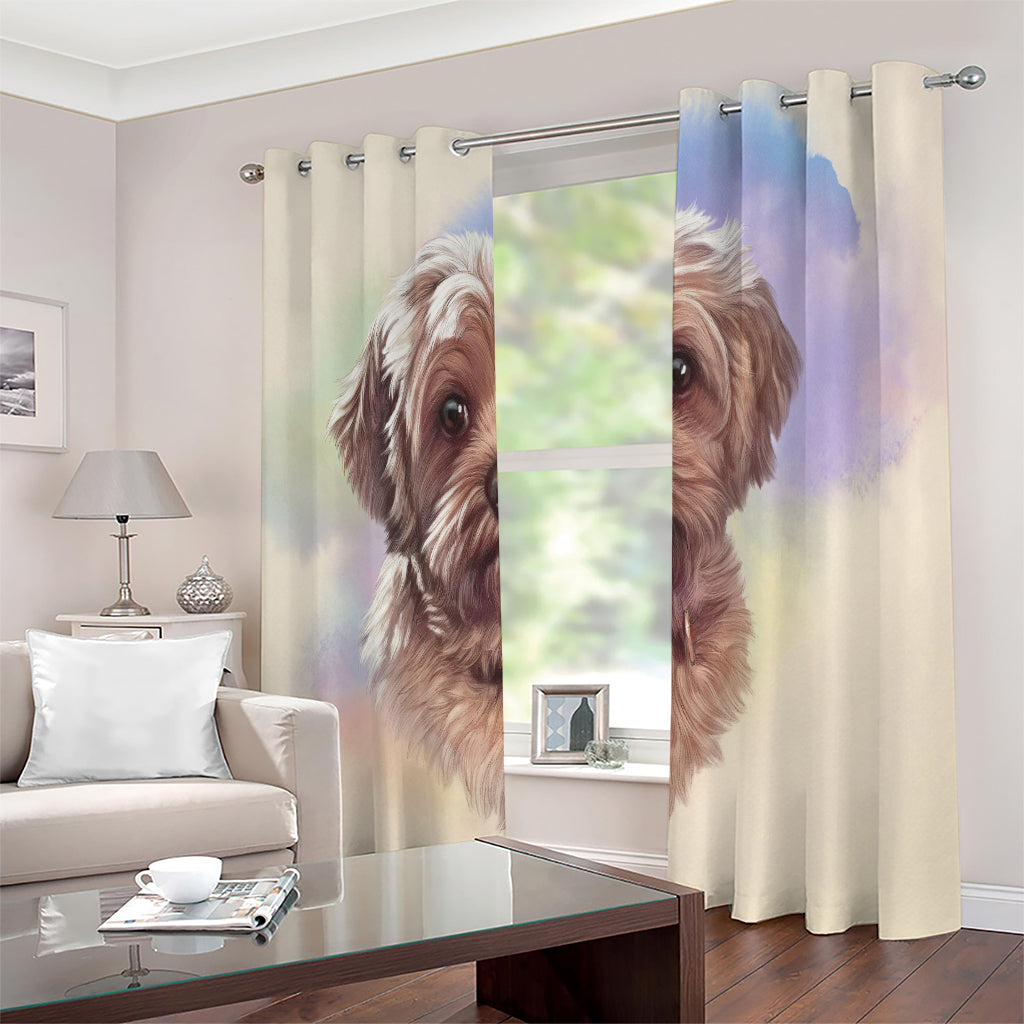 Yorkshire Terrier Portrait Print Extra Wide Grommet Curtains
