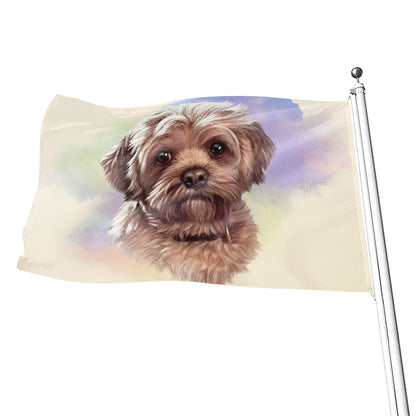 Yorkshire Terrier Portrait Print Flag