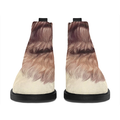 Yorkshire Terrier Portrait Print Flat Ankle Boots