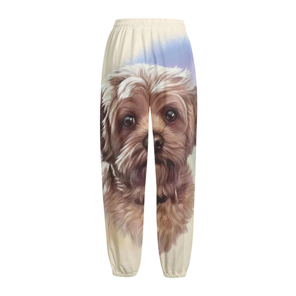 Yorkshire Terrier Portrait Print Fleece Lined Knit Pants