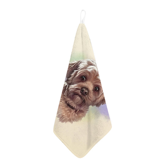 Yorkshire Terrier Portrait Print Hand Towel