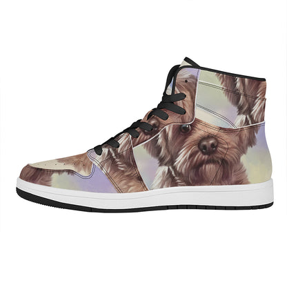Yorkshire Terrier Portrait Print High Top Leather Sneakers
