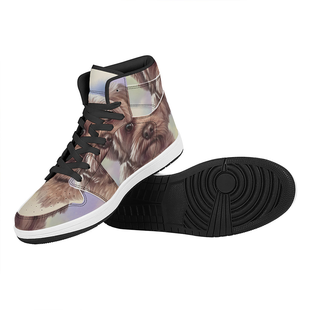 Yorkshire Terrier Portrait Print High Top Leather Sneakers