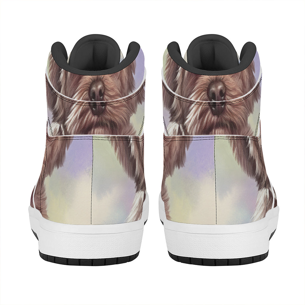 Yorkshire Terrier Portrait Print High Top Leather Sneakers
