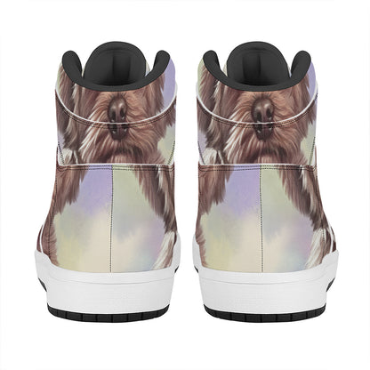 Yorkshire Terrier Portrait Print High Top Leather Sneakers