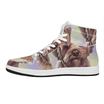 Yorkshire Terrier Portrait Print High Top Leather Sneakers