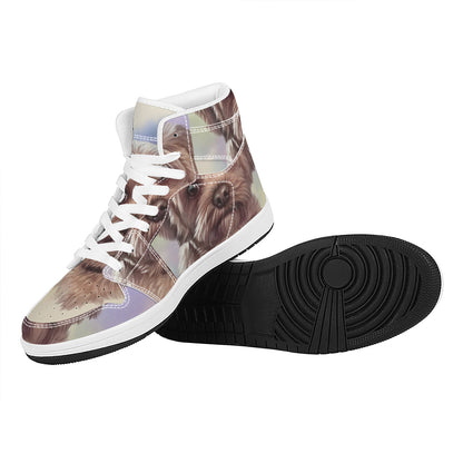 Yorkshire Terrier Portrait Print High Top Leather Sneakers