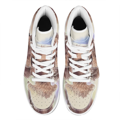 Yorkshire Terrier Portrait Print High Top Leather Sneakers