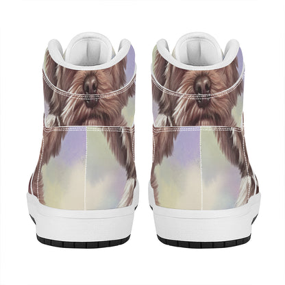 Yorkshire Terrier Portrait Print High Top Leather Sneakers