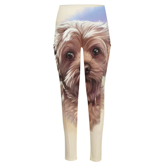 Yorkshire Terrier Portrait Print High-Waisted Pocket Leggings