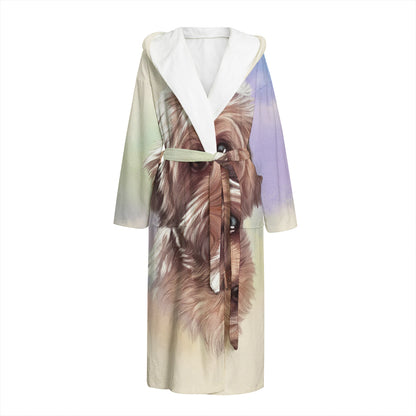 Yorkshire Terrier Portrait Print Hooded Bathrobe