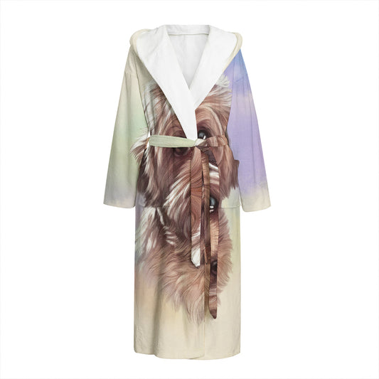 Yorkshire Terrier Portrait Print Hooded Bathrobe